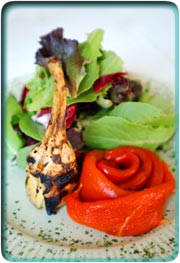Three-part harmony: Chef Steve Vassalluzzoâs
roasted red pepper insalata la stupenda.