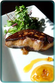 FAN OF LA PLANCHA: Dominique Filoni proves his loyalty to the pan with his plancha-seared foie gras with pear compote. 